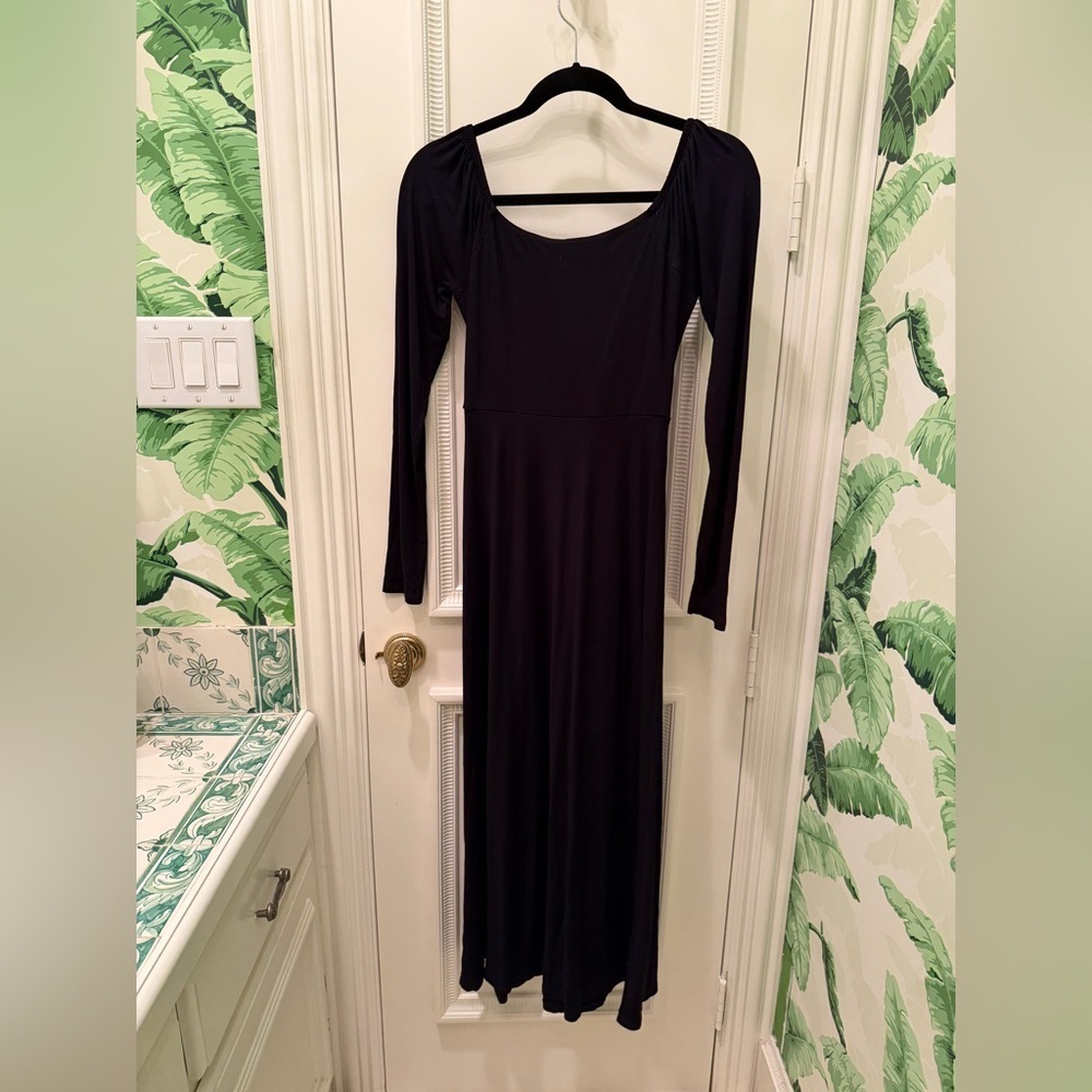 Boden Long Sleeve Knit Black Twist Front Midi Dress Black Size 4 - Picture 5 of 5